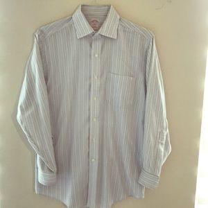 Brooks Brother 346 white striped mens dress shirt